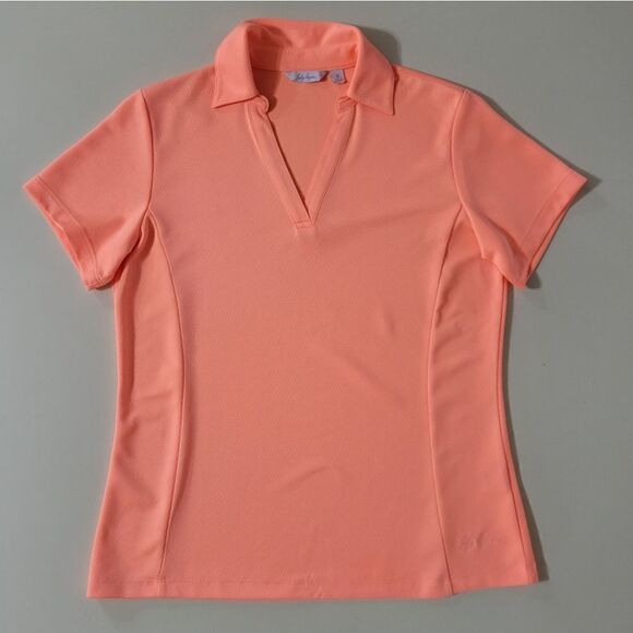 Lady Hagen Coral Essential HydroDri® Short Sleeve V-Neck Golf Polo - Picture 2 of 13